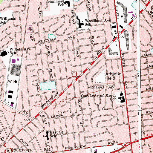 Topographic Map of Hicksville Volunteer Fire Station, NY