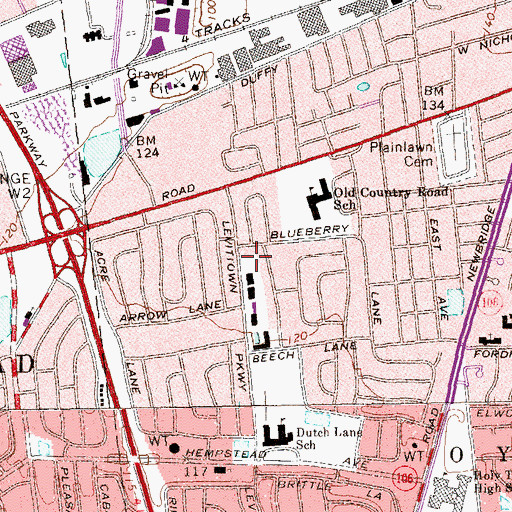 Topographic Map of Hicksville Volunteer Fire Department Station 4 Protection Hook and Ladder 1 Engine 7 Hose Company 4, NY