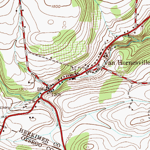 Topographic Map of Van Hornesville Fire District 1 Station 1, NY