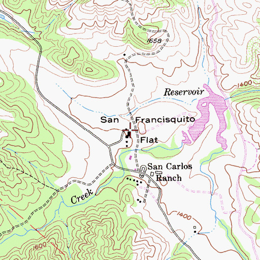 Topographic Map of San Francisquito Flat, CA