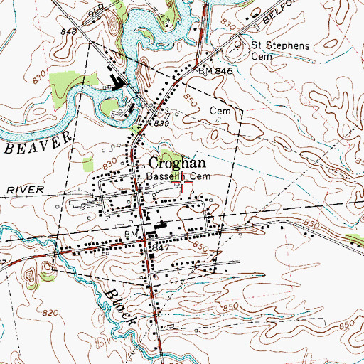 Topographic Map of Croghan Volunteer Fire Department, NY