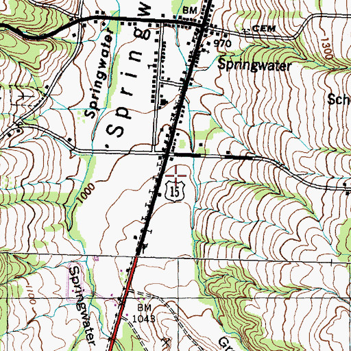 Topographic Map of Springwater Fire Department Incorporated, NY