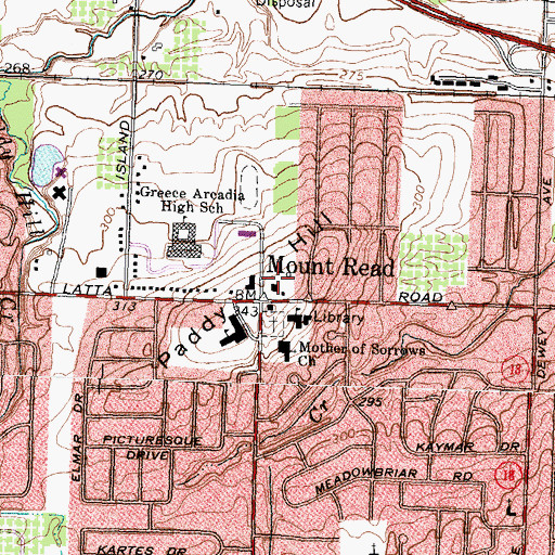 Topographic Map of North Greece Fire Department Station 2 Headquarters, NY