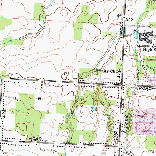 Topographic Map of North Greece Fire Department Station 3, NY