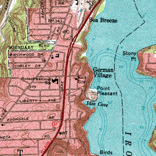 Topographic Map of Point Pleasant Volunteer Fire Department Station 1, NY