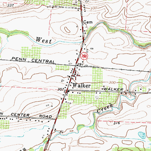 Topographic Map of Walker Volunteer Fire Department, NY