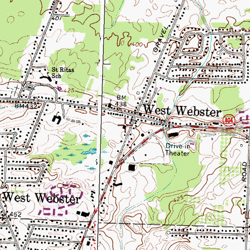 Topographic Map of West Webster Volunteer Fire Department Station 1, NY