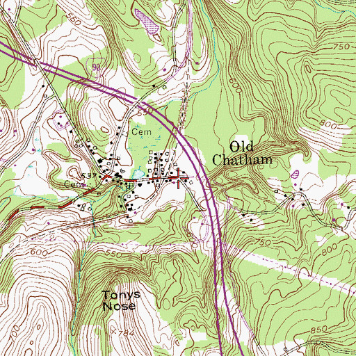 Topographic Map of Tri Village Volunteer Fire Company Old Chatham Station 1, NY