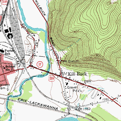 Topographic Map of Kill Buck Volunteer Fire Department, NY