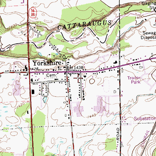 Topographic Map of Yorkshire Fire Department, NY