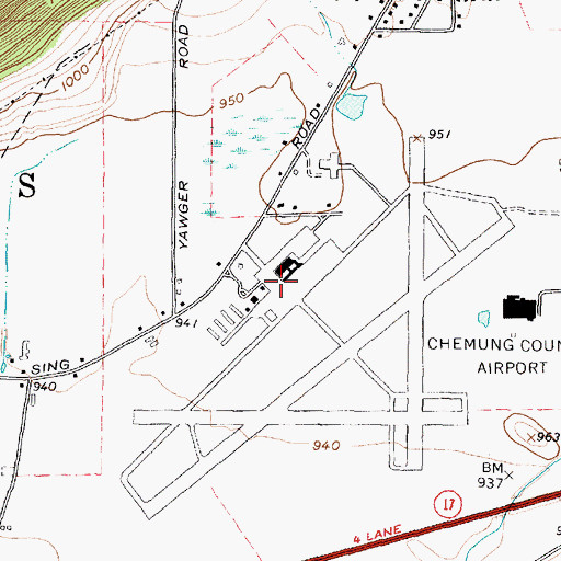 Topographic Map of Elmira Corning Regional Airport Fire Department, NY