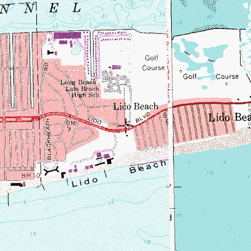 Topographic Map of Lido and Point Lookout Fire District Lido Engine Company 1, NY