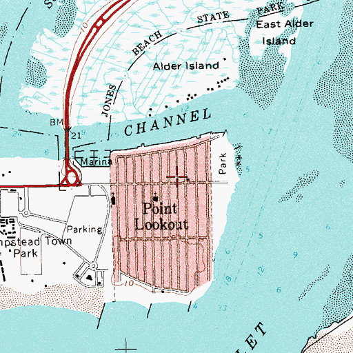 Topographic Map of Lido and Point Lookout Fire District Ye Olde Firehouse, NY