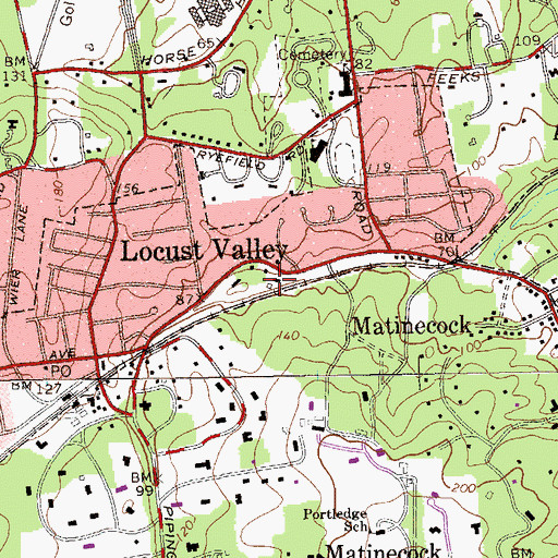 Topographic Map of Locust Valley Fire Station, NY