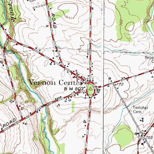 Topographic Map of Vernon Center Volunteer Fire Department, NY