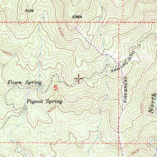 Topographic Map of San Jacinto Ridge Truck Trail, CA