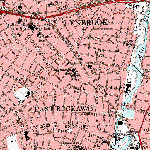 Topographic Map of East Rockaway Volunteer Fire Department Hose Company 1, NY