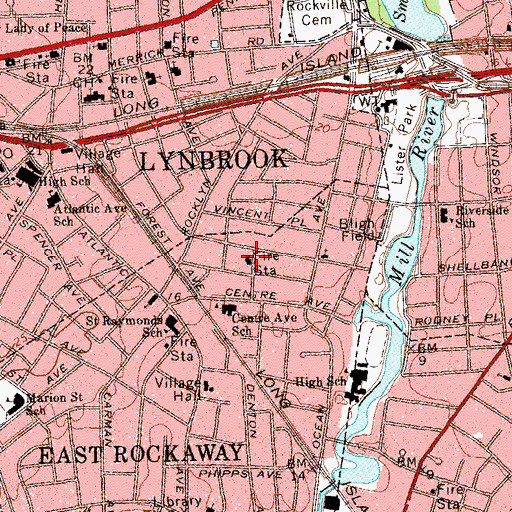 Topographic Map of East Rockaway Volunteer Fire Department Liberty Hose Company 2, NY