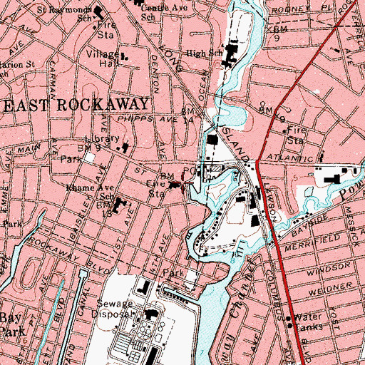 Topographic Map of East Rockaway Volunteer Fire Department Vigilant Engine Company 5 and Protector Hook Ladder Hose 1, NY