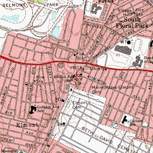 Topographic Map of Belmont Hook and Ladder Company 1, NY