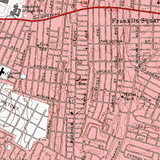 Topographic Map of Elmont Volunteer Fire Station, NY