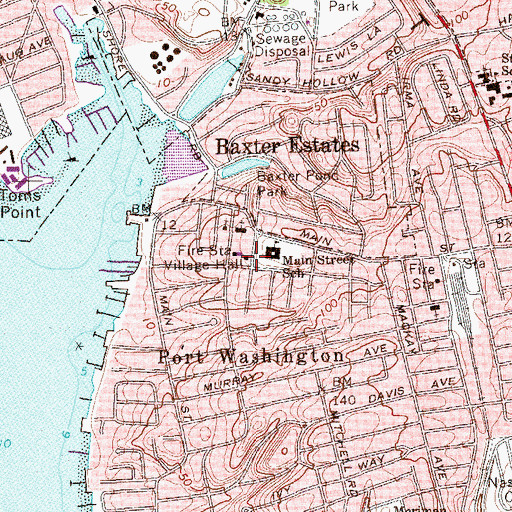 Topographic Map of Port Washington Volunteer Fire Department Protection Engine Company 1, NY