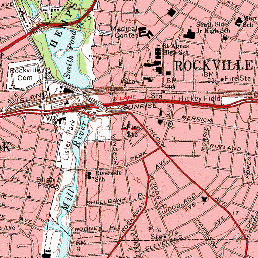 Topographic Map of Rockville Centre Volunteer Fire Department Defender Hose Company 1, NY