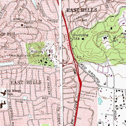 Topographic Map of Roslyn Highlands Fire Department, NY