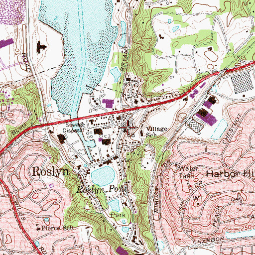 Topographic Map of Roslyn Rescue Hook and Ladder Company Station 1, NY