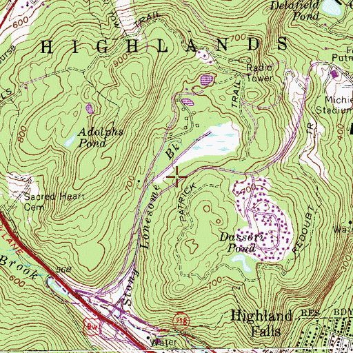 Topographic Map of West Point Fire Department Station 2, NY
