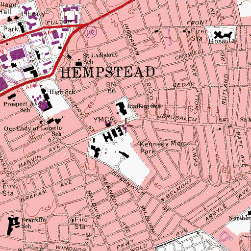 Topographic Map of Hempstead Volunteer Fire Department Eagle Engine Company 1 Reliance Engine Company 3, NY