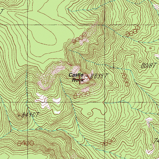 Topographic Map of Castle Rock, AZ