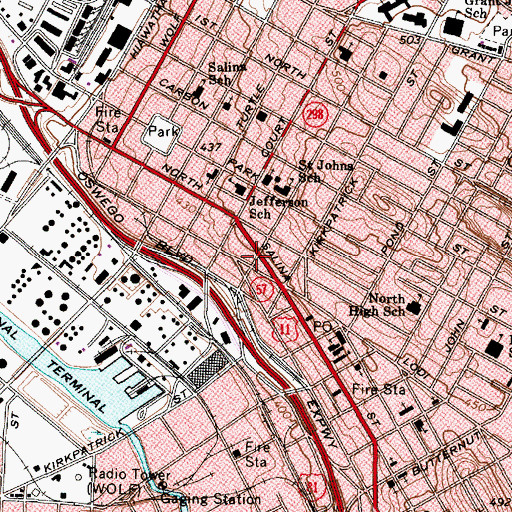 Topographic Map of Syracuse Fire Department Station 2, NY