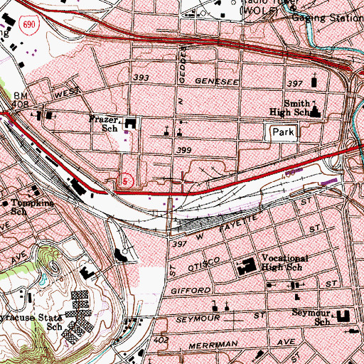 Topographic Map of Syracuse Fire Department Station 5, NY