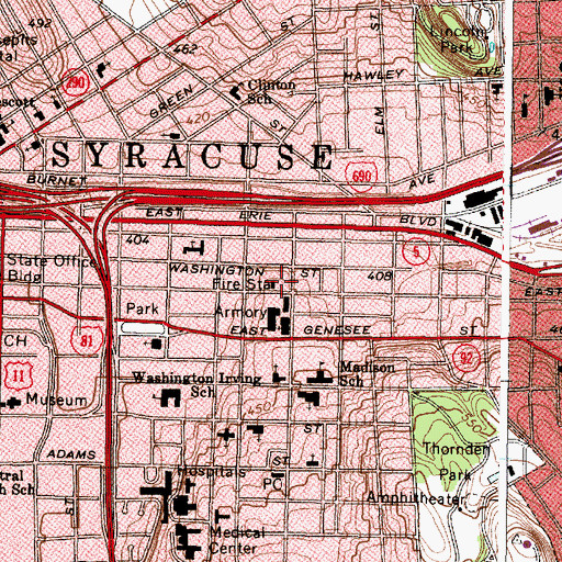 Topographic Map of Syracuse Fire Department Station 7, NY