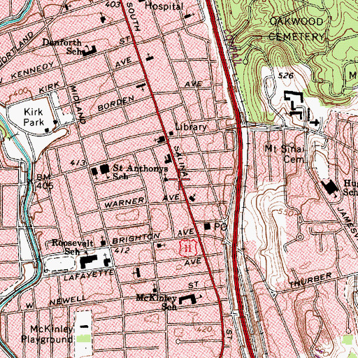 Topographic Map of Syracuse Fire Department Station 8, NY