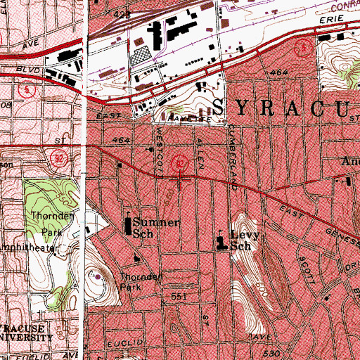 Topographic Map of Syracuse Fire Department Station 10, NY