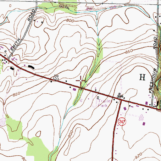 Topographic Map of Hopewell Volunteer Fire Department Station 2, NY