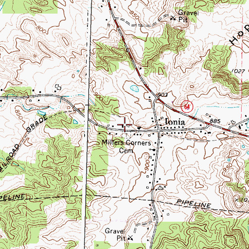 Topographic Map of Ionia Volunteer Fire Company, NY