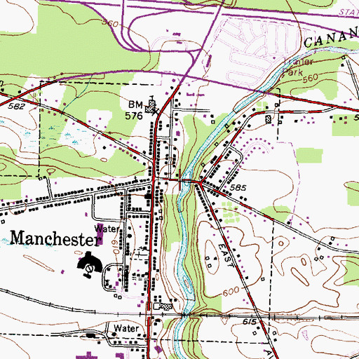 Topographic Map of Manchester Volunteer Fire Department, NY