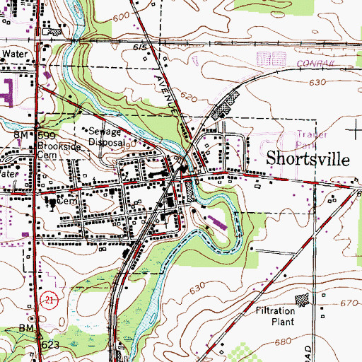 Topographic Map of Shortsville Citizens Hose Company, NY