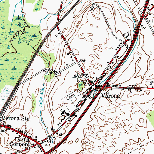 Topographic Map of Verona Volunteer Fire Department Station 1, NY