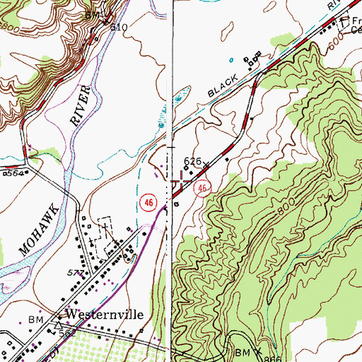 Topographic Map of Volunteer Fire Company of Western, NY