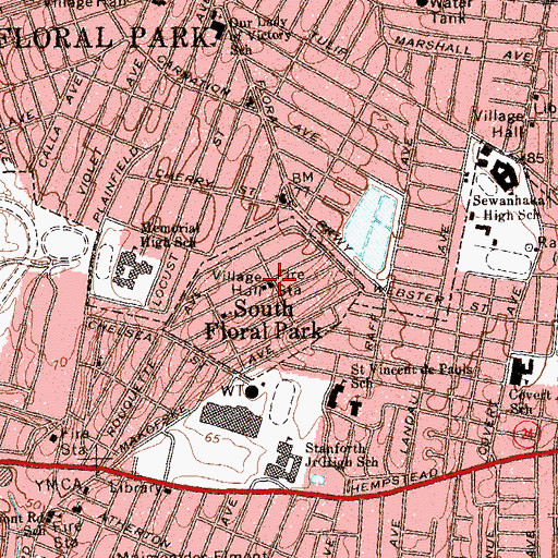 Topographic Map of South Floral Park Fire Department, NY
