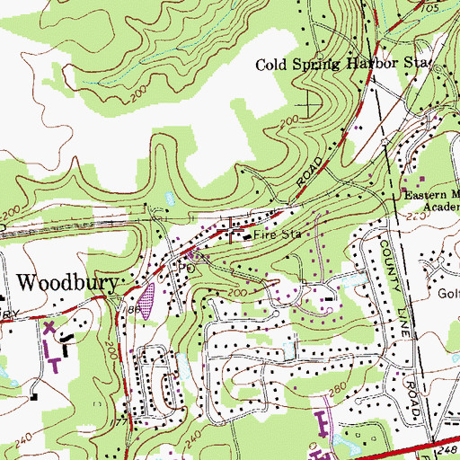 Topographic Map of Syosset Volunteer Fire Station, NY