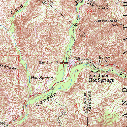 Topographic Map of San Juan Station, CA