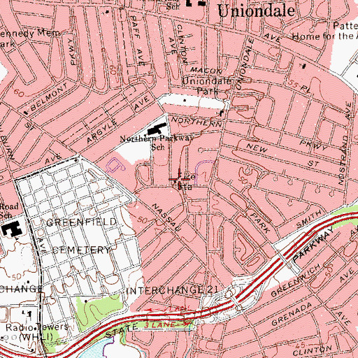 Topographic Map of Uniondale Volunteer Fire Department Brookside Engine Company 2, NY