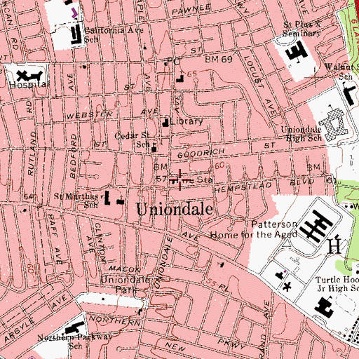 Topographic Map of Uniondale Volunteer Fire Department Protection Ladder Company 4 Headquarters, NY