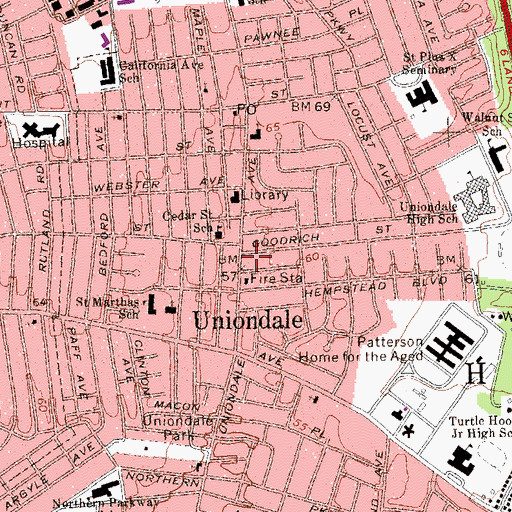 Topographic Map of Uniondale Volunteer Fire Department Protection Ladder Company 4, NY