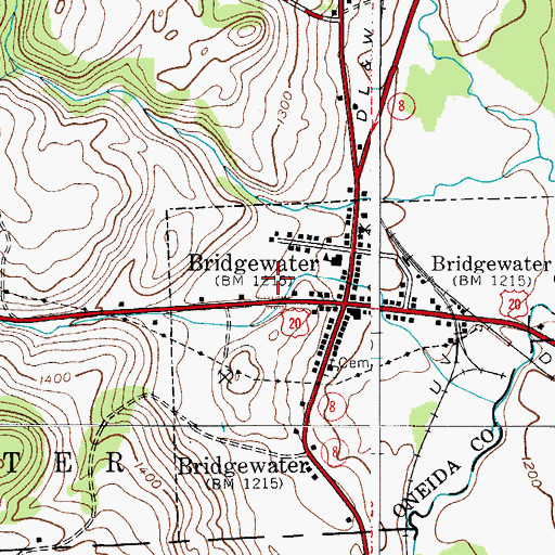 Topographic Map of Bridgewater Volunteer Fire Company, NY
